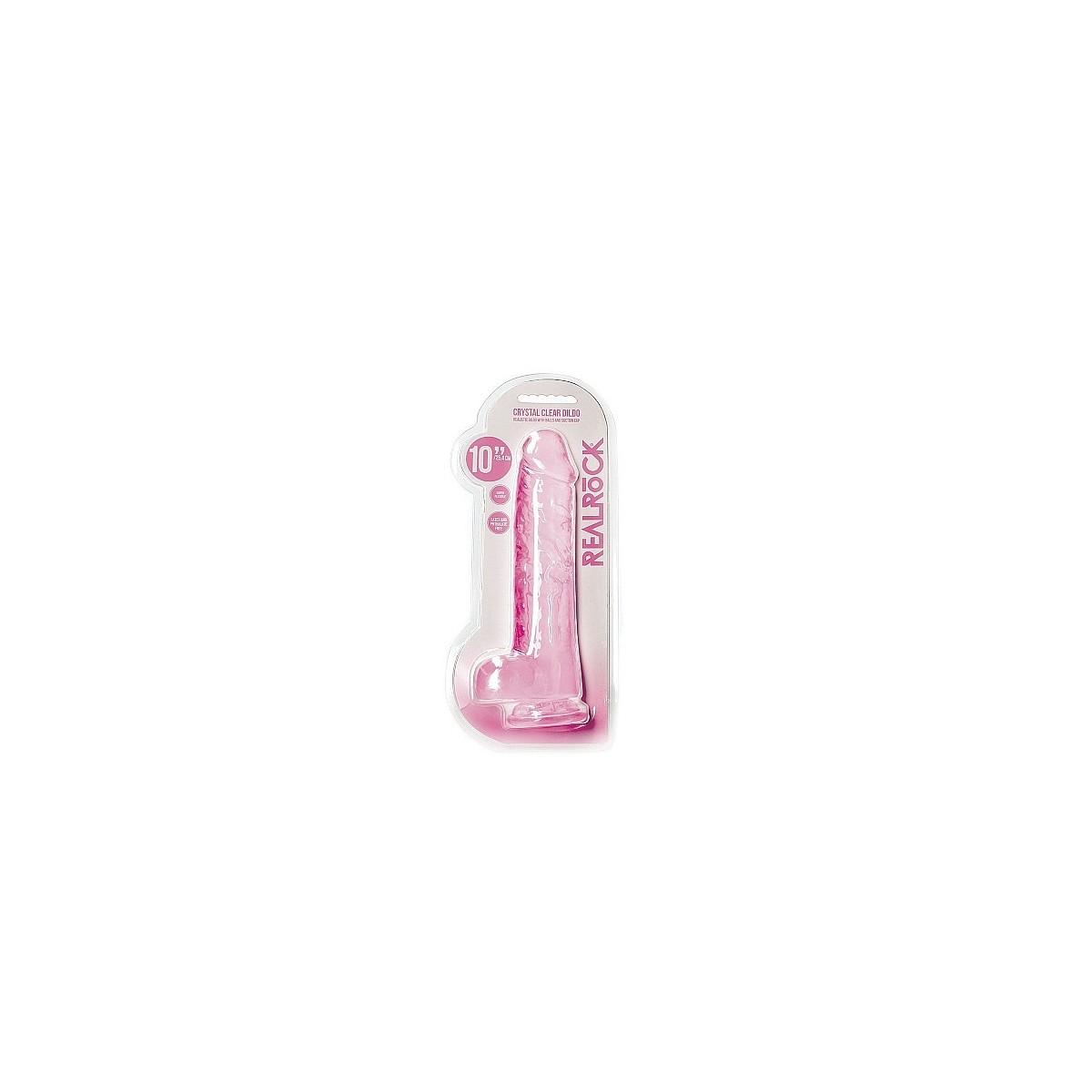 Dildo ventosa e palle rosa trasparente 25 cm