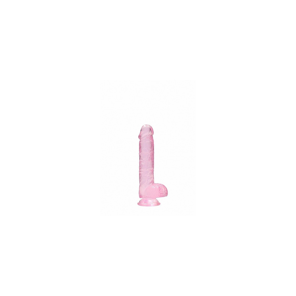 Dildo ventosa e palle rosa trasparente 15 cm