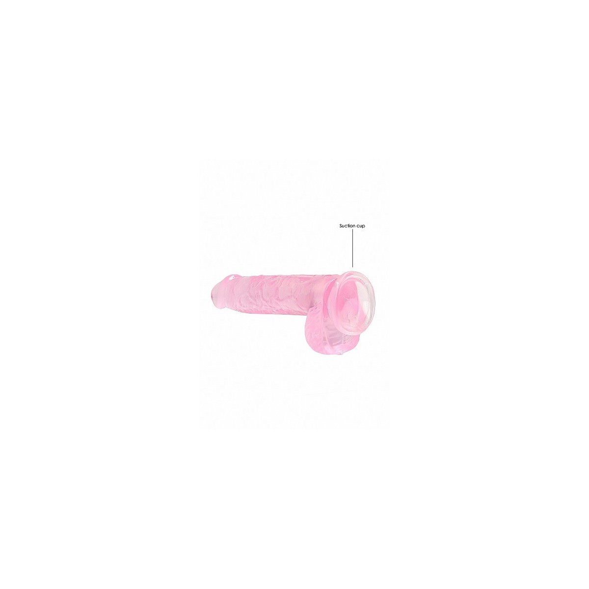 Dildo ventosa e palle rosa trasparente 15 cm