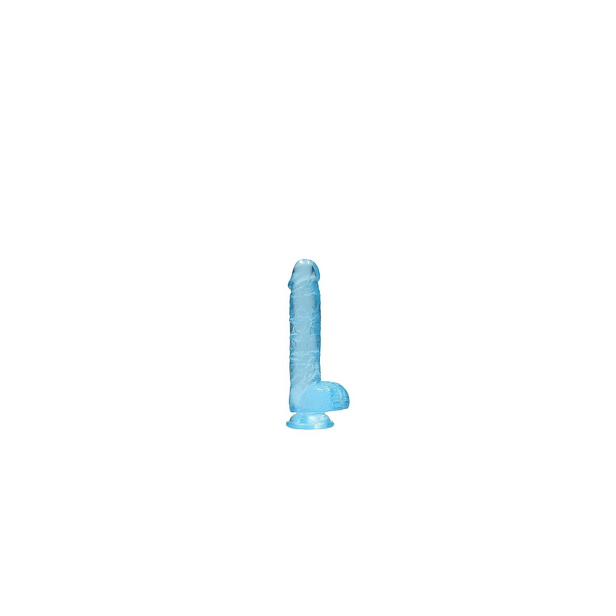 Dildo ventosa e palle blu trasparente 15 cm