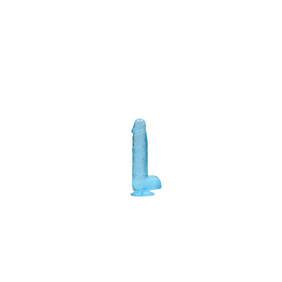 Dildo ventosa e palle blu trasparente 15 cm