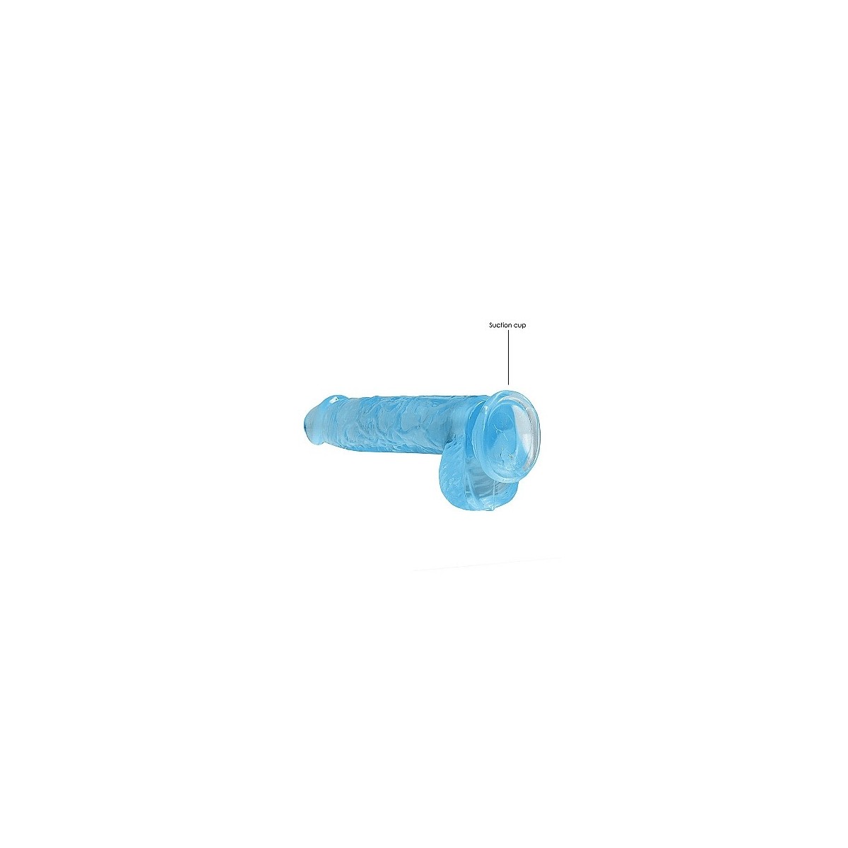 Dildo ventosa e palle blu trasparente 15 cm