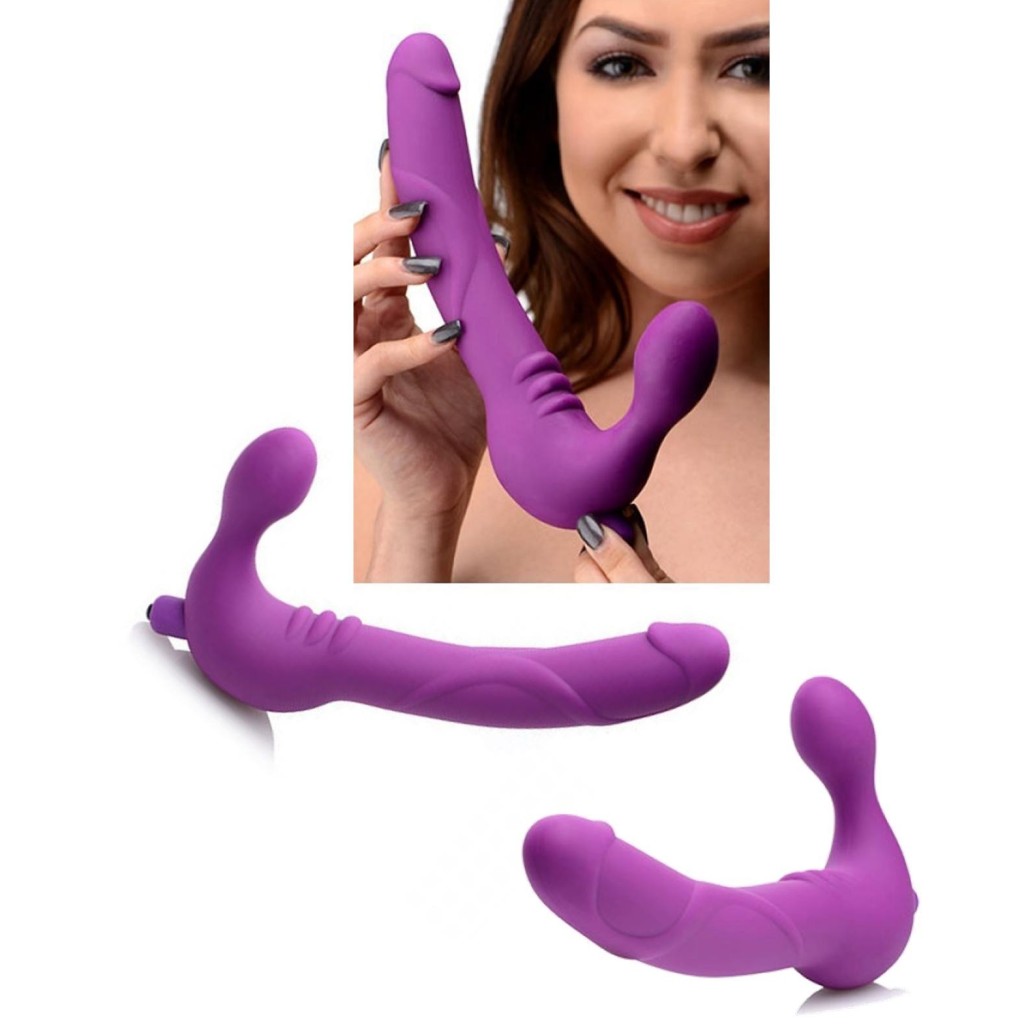 Vibratore da donna indossabile strapon viola