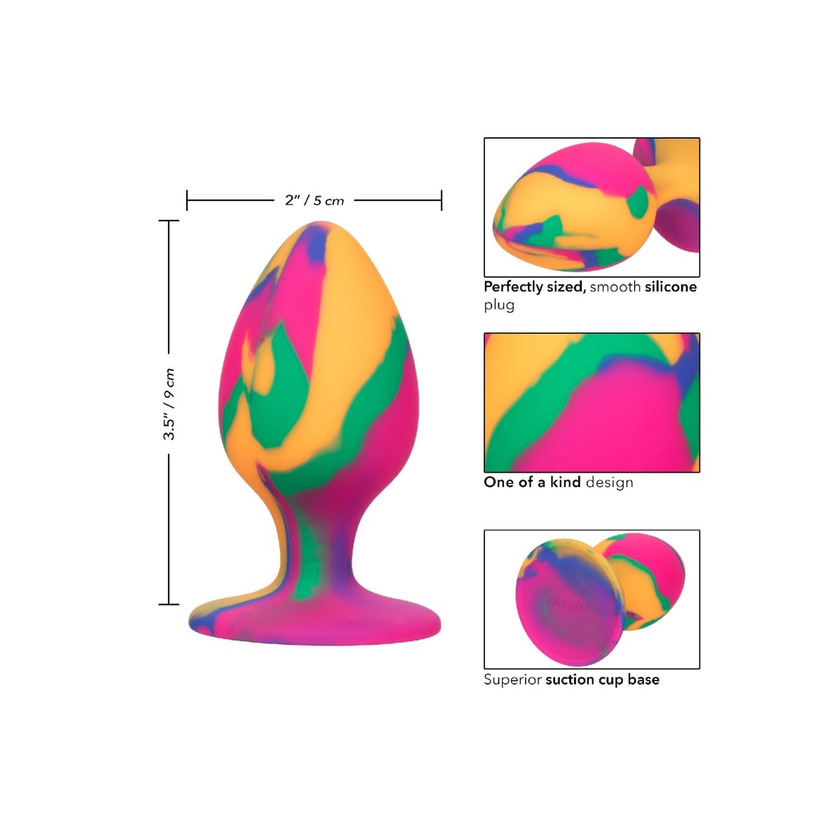 Plug anale large multicolore in silicone