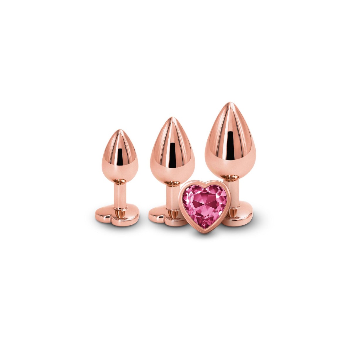 Set Plug anali 3 pz metallo cuore oro rosa