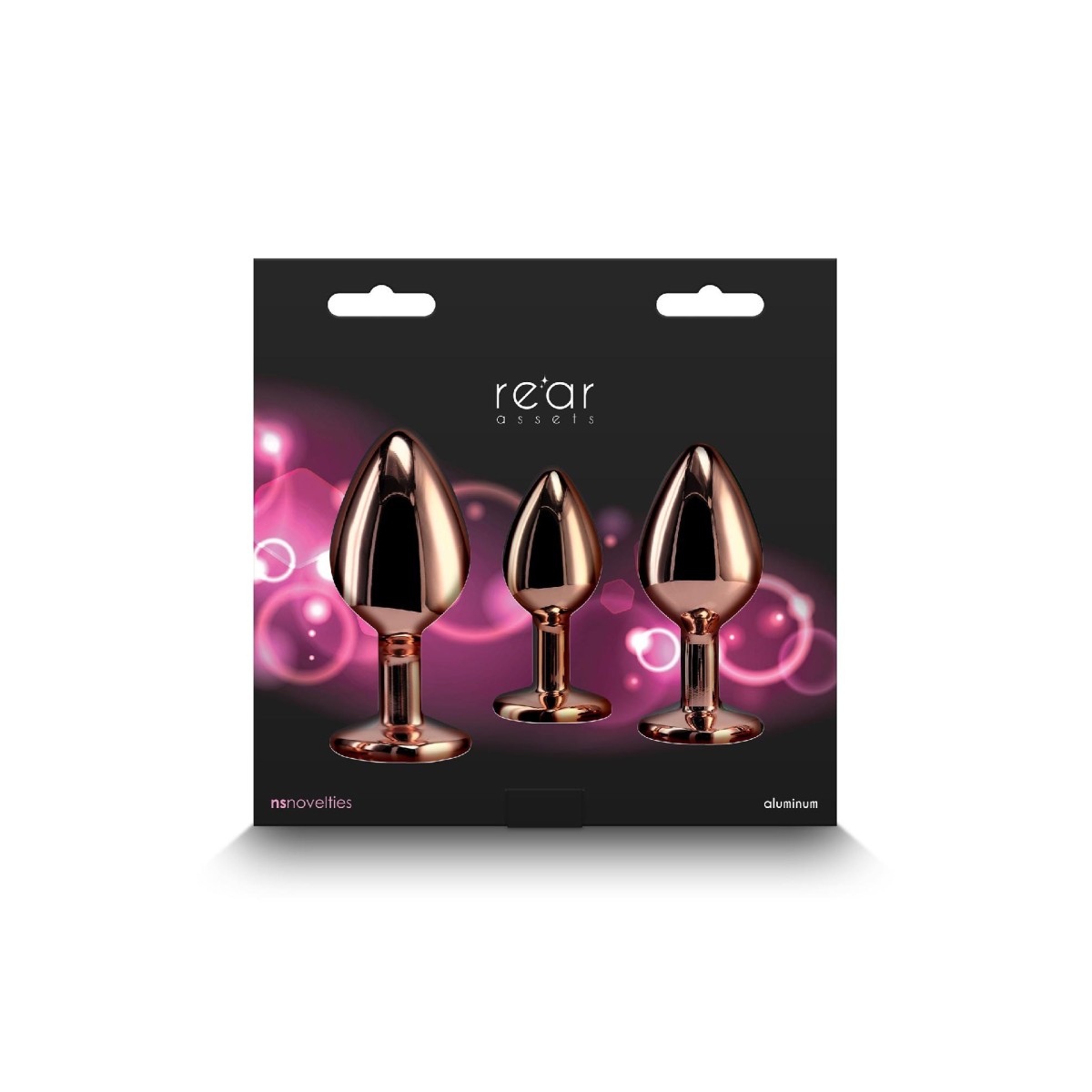 Set Plug anali 3 pz metallo cuore oro rosa