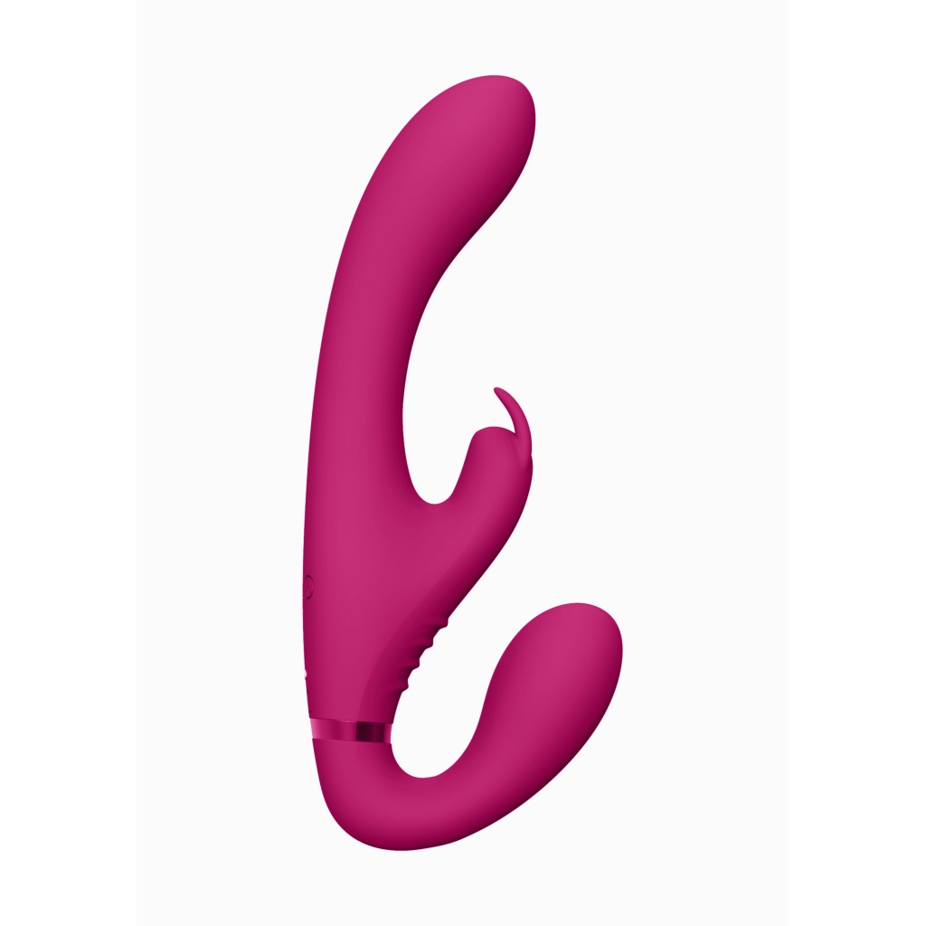 Vibratore rabbit strapon indossabile fucsia