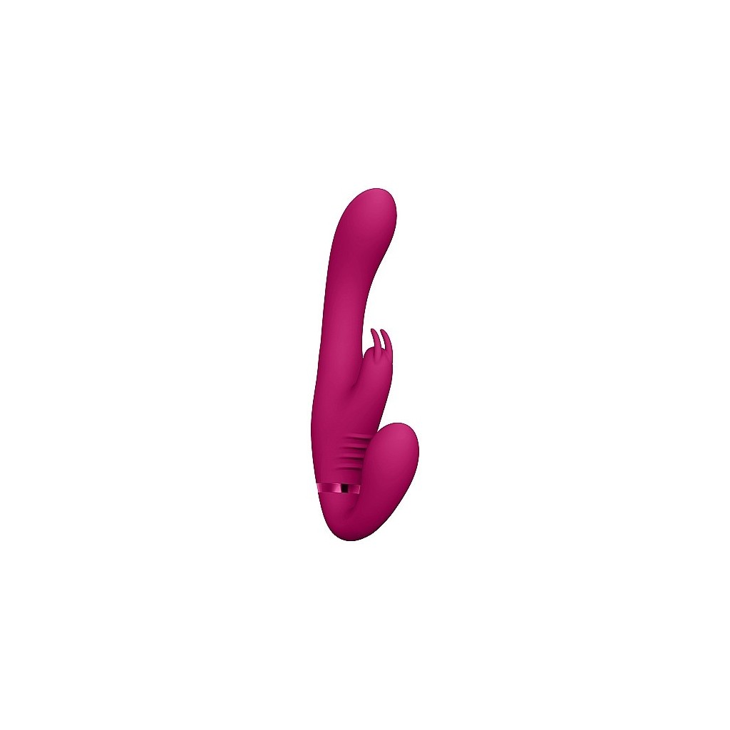 Vibratore rabbit strapon indossabile fucsia