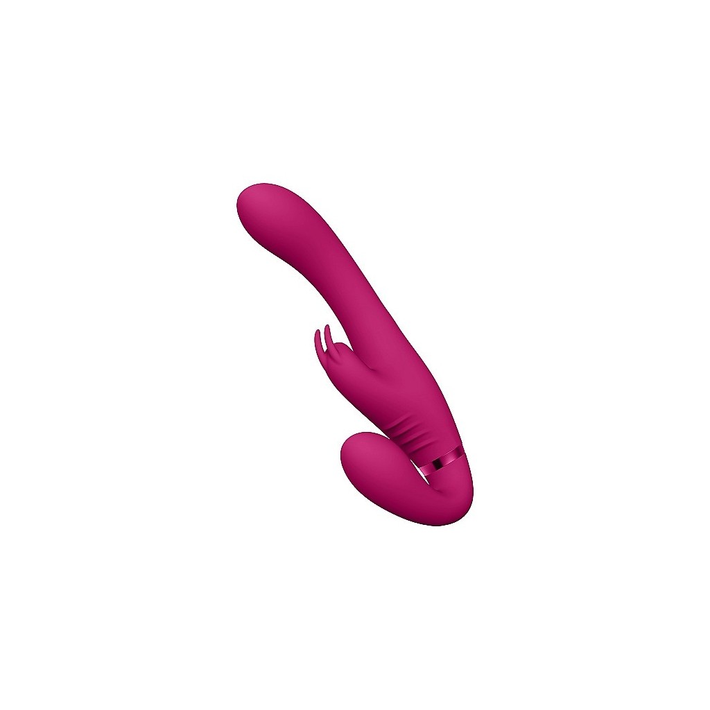 Vibratore rabbit strapon indossabile fucsia