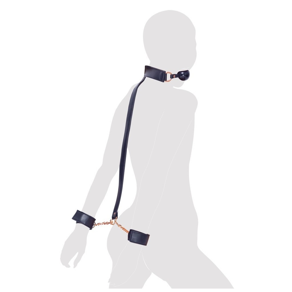 Kit costrittivo morso con manette gag + cuffs