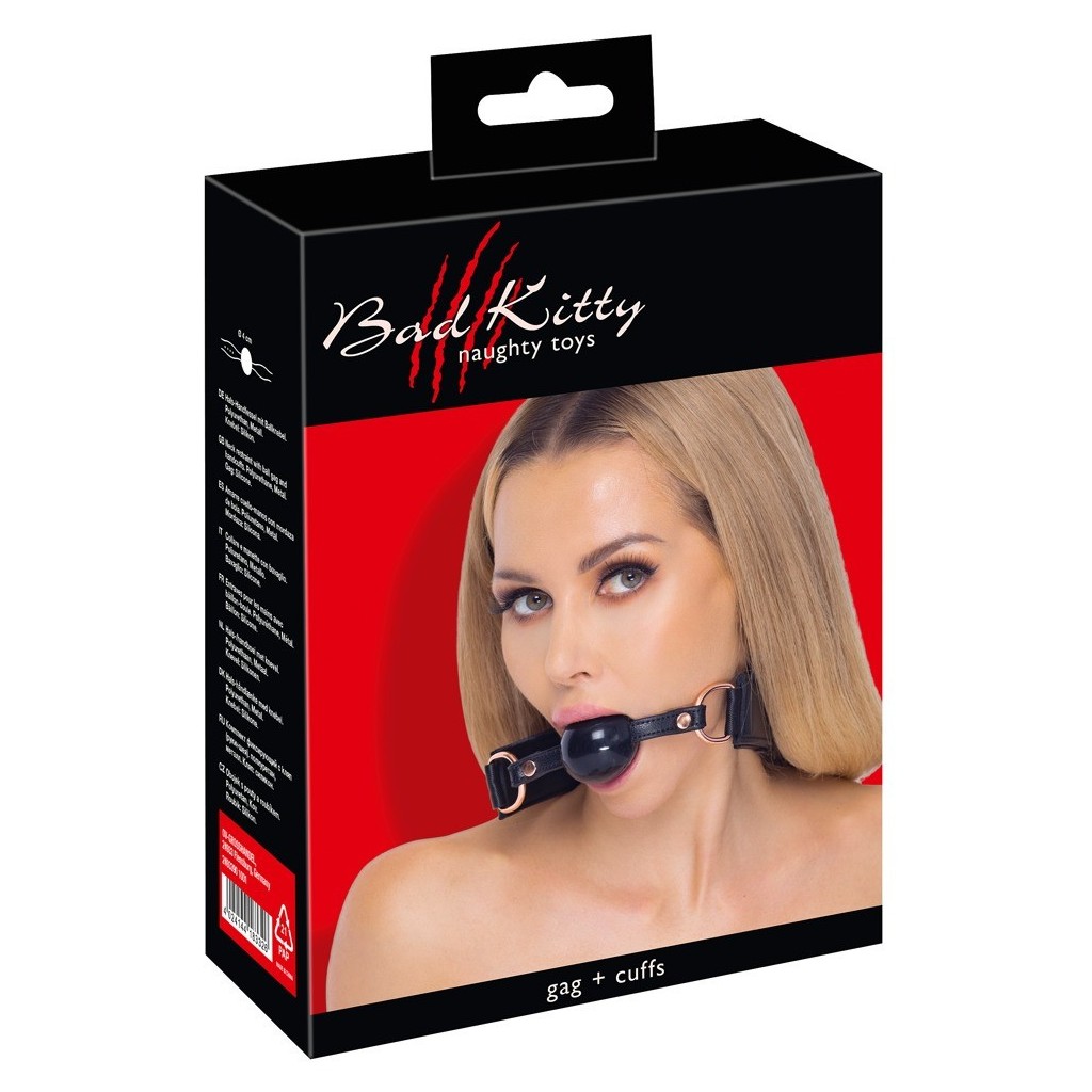 Kit costrittivo morso con manette gag + cuffs