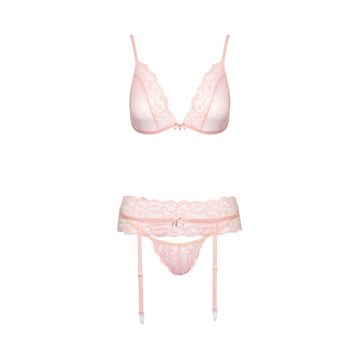 Set sexy reggiseno perizoma reggicalze rosa