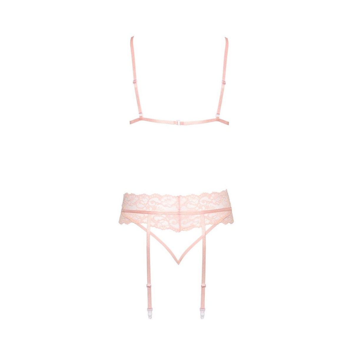 Set sexy reggiseno perizoma reggicalze rosa