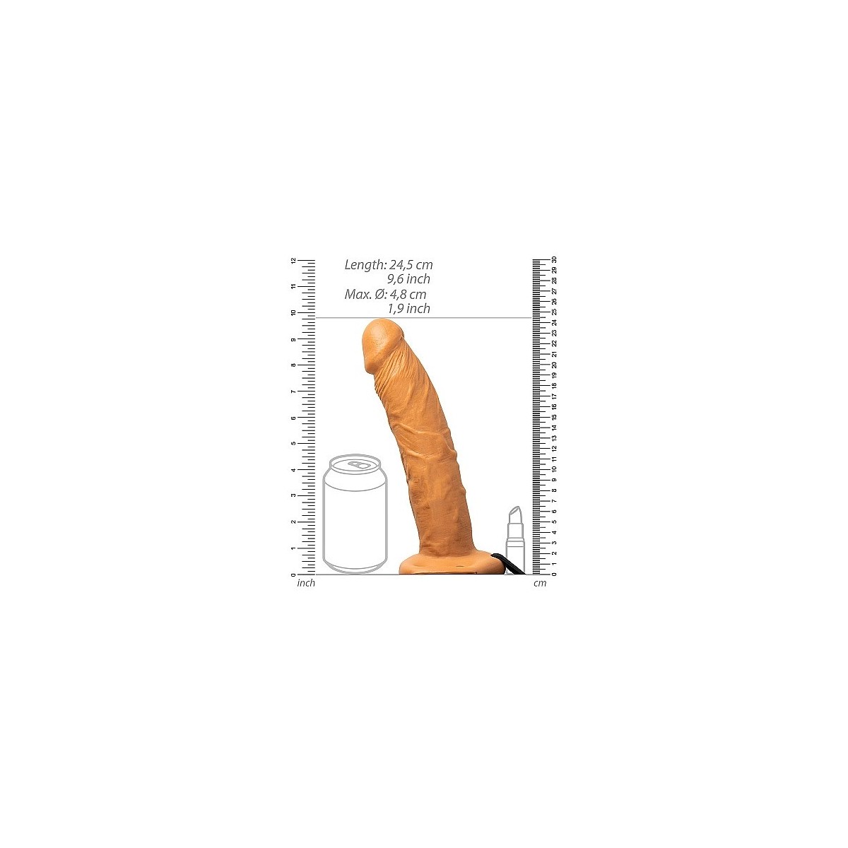 Vibratore Strapon cavo 24.5 cm mulatto