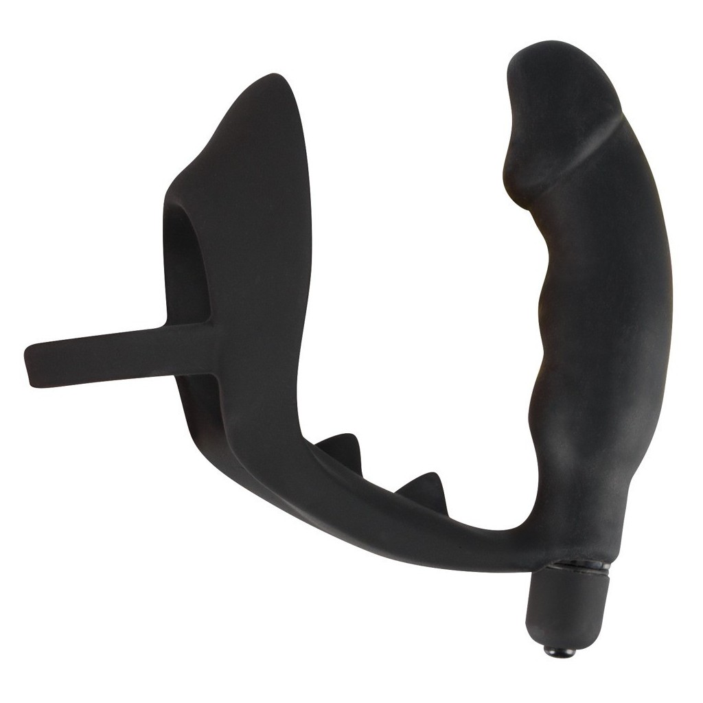 Vibratore anale con plug anello fallico nero