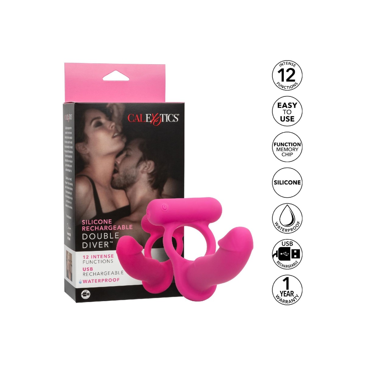 Anello pene con dildo vibrante fucsia