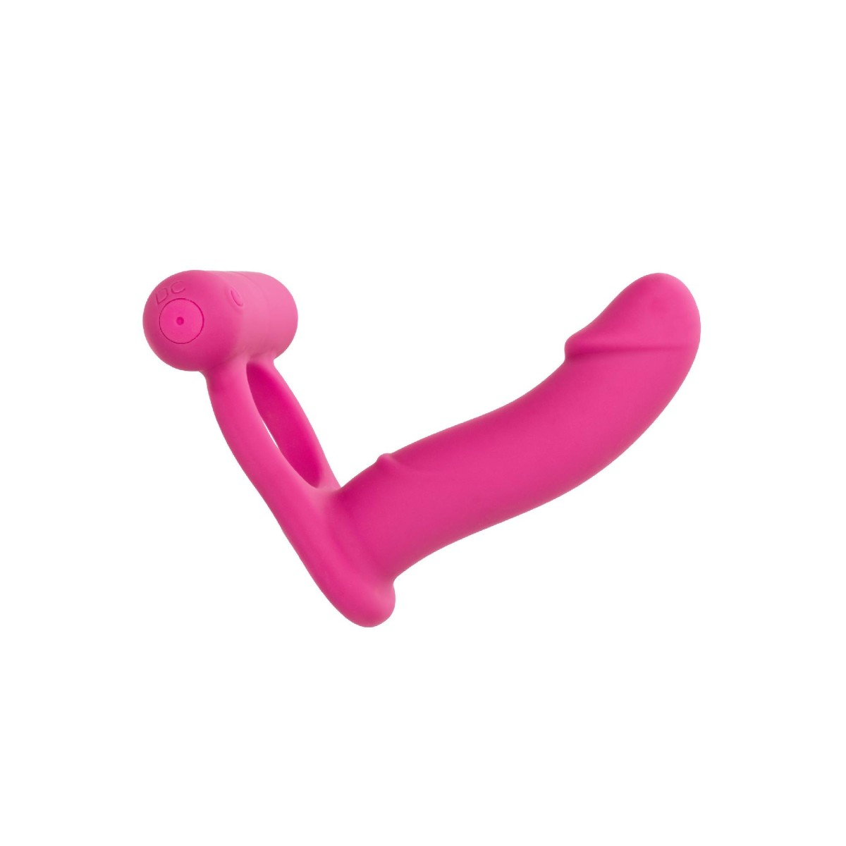 Anello pene con dildo vibrante fucsia