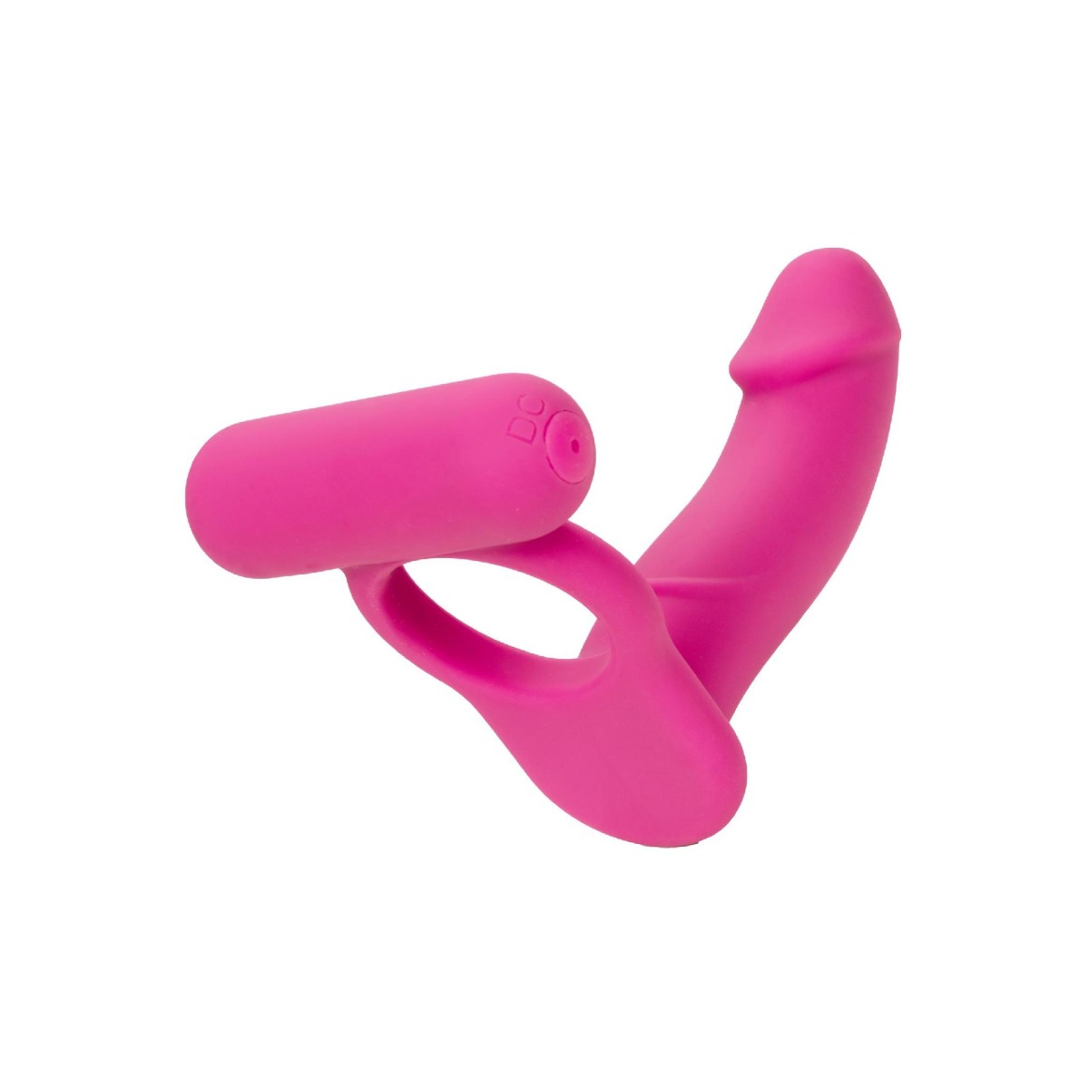 Anello pene con dildo vibrante fucsia