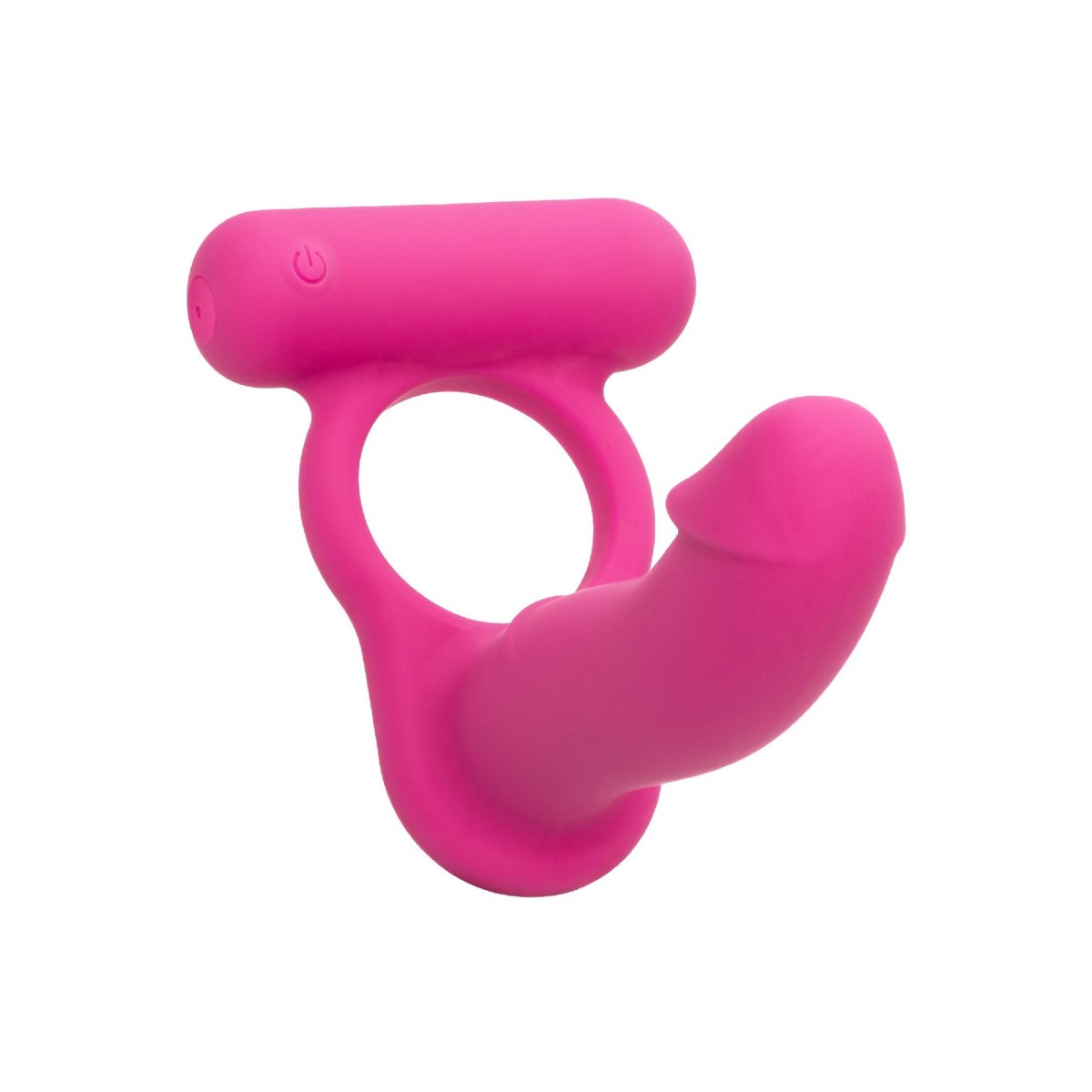 Anello pene con dildo vibrante fucsia