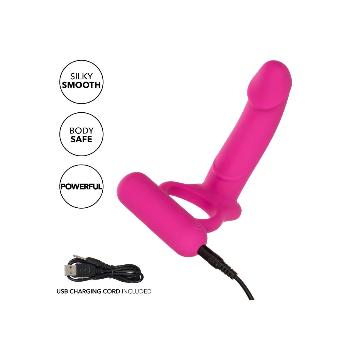 Anello pene con dildo vibrante fucsia