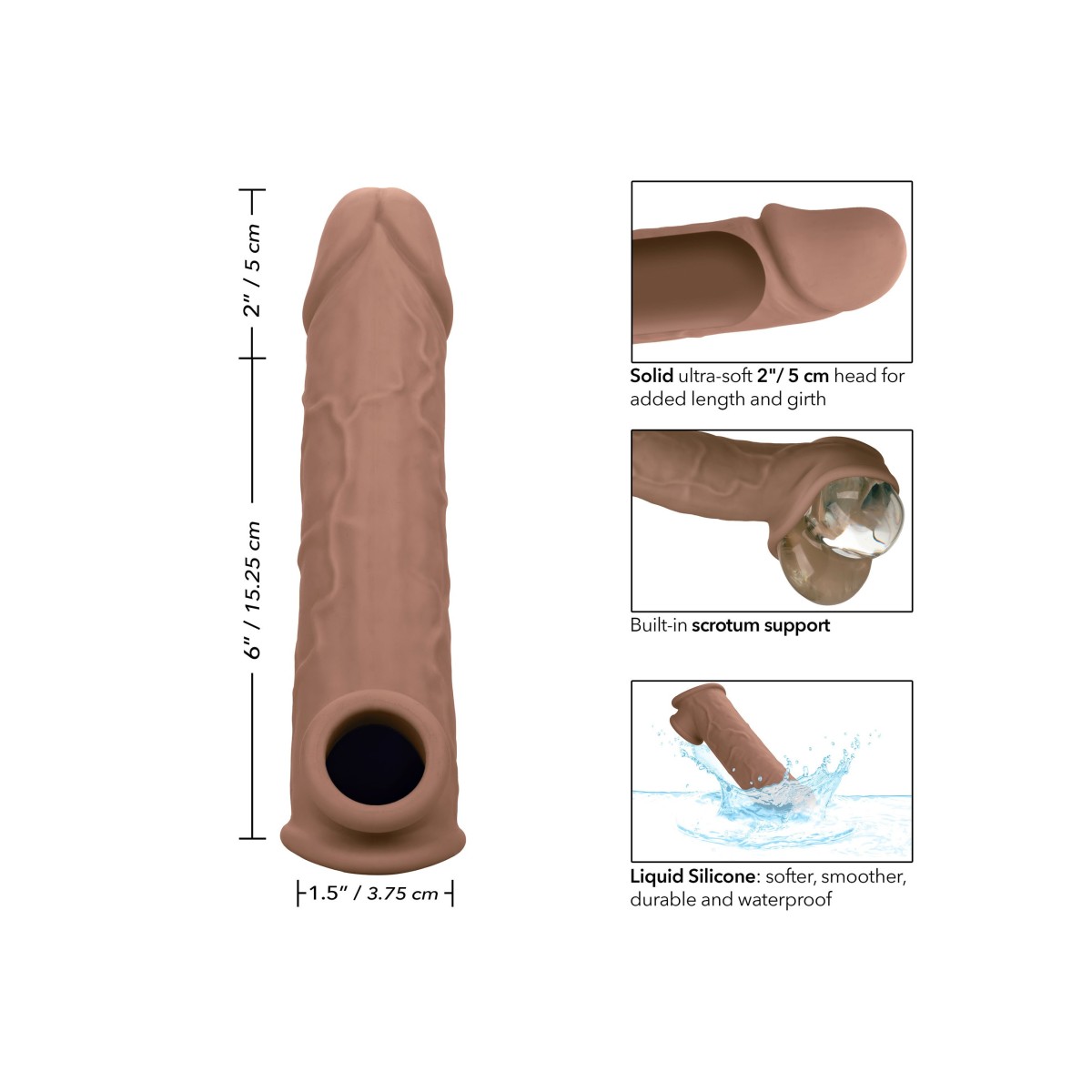 Guaina pene realistica brown Extension 8"