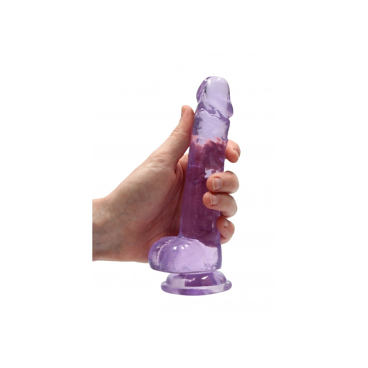 Dildo ventosa e palle viola trasparente 17 cm