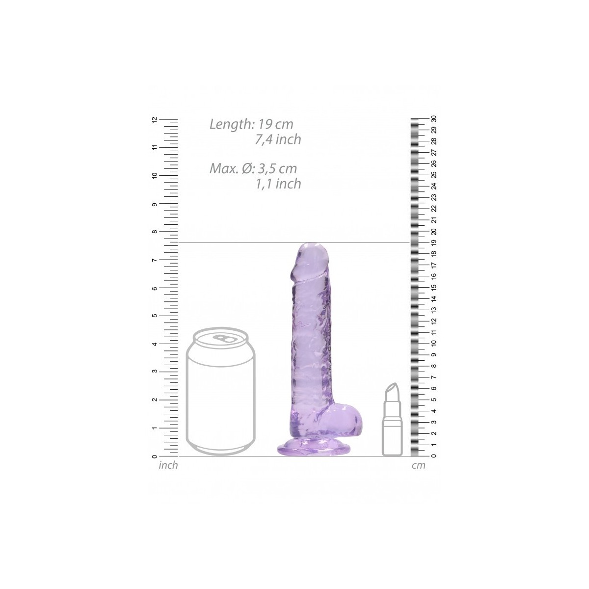 Dildo ventosa e palle viola trasparente 17 cm