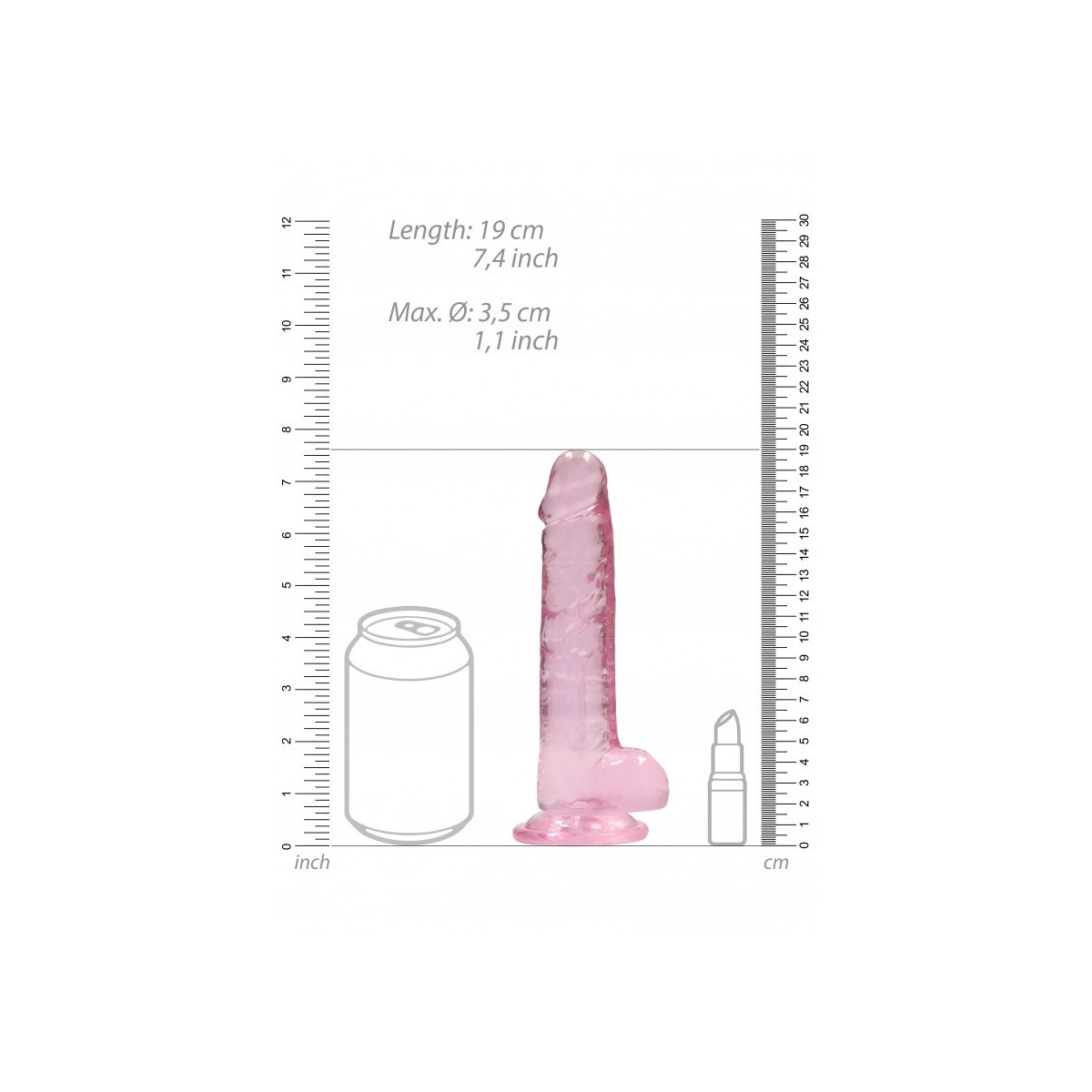 Dildo ventosa e palle rosa trasparente 17 cm