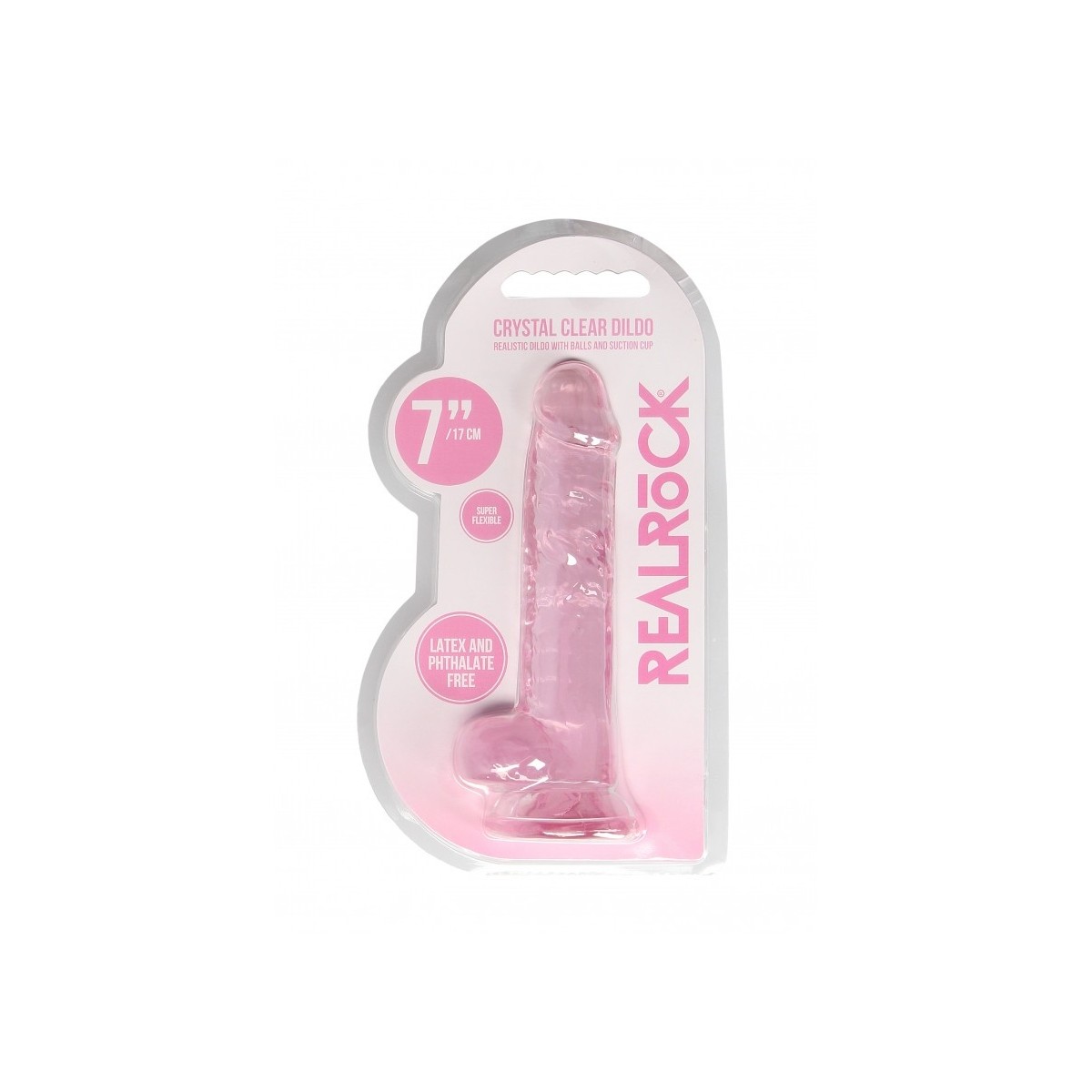 Dildo ventosa e palle rosa trasparente 17 cm