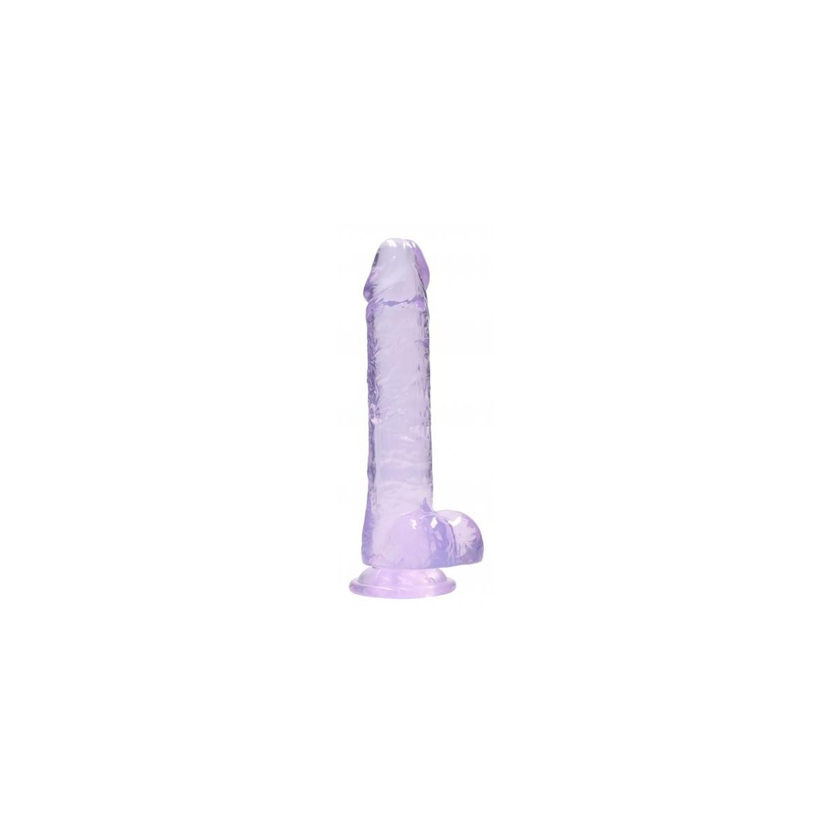 Dildo ventosa e palle viola trasparente 19 cm