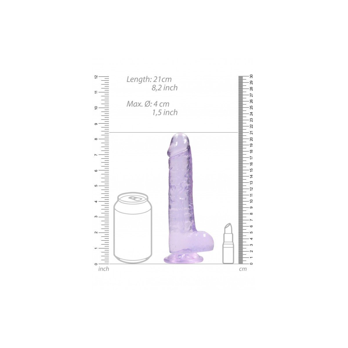 Dildo ventosa e palle viola trasparente 19 cm