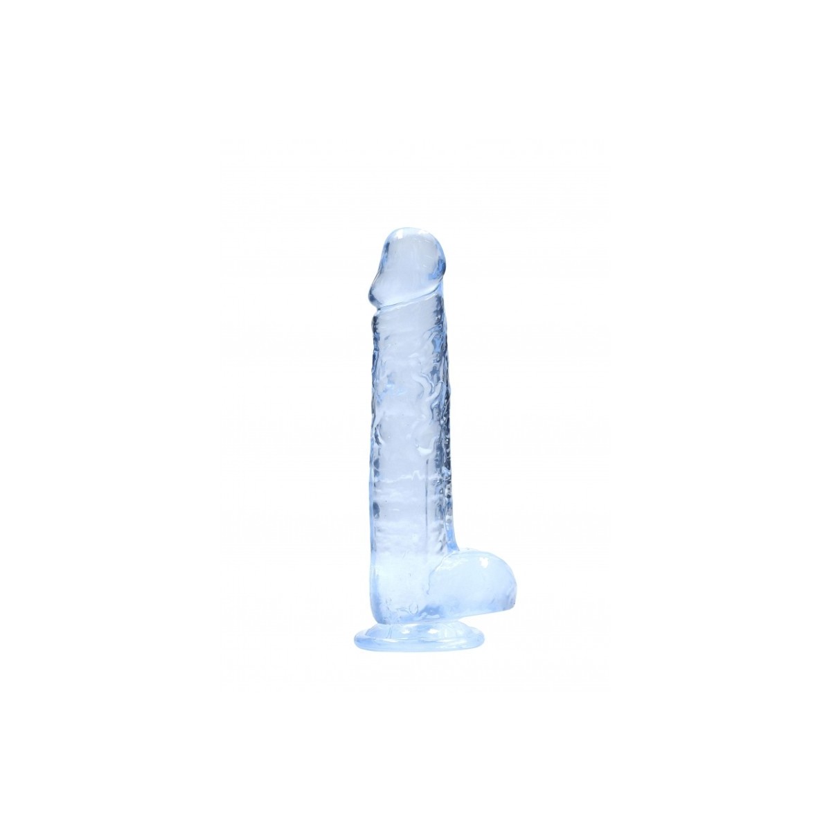 Dildo ventosa e palle blu trasparente 19 cm