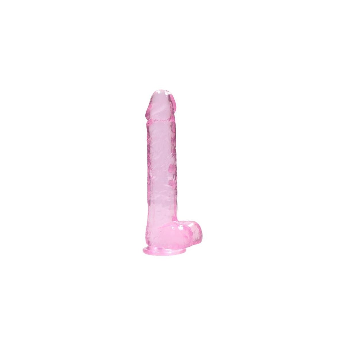 Dildo ventosa e palle rosa trasparente 22 cm