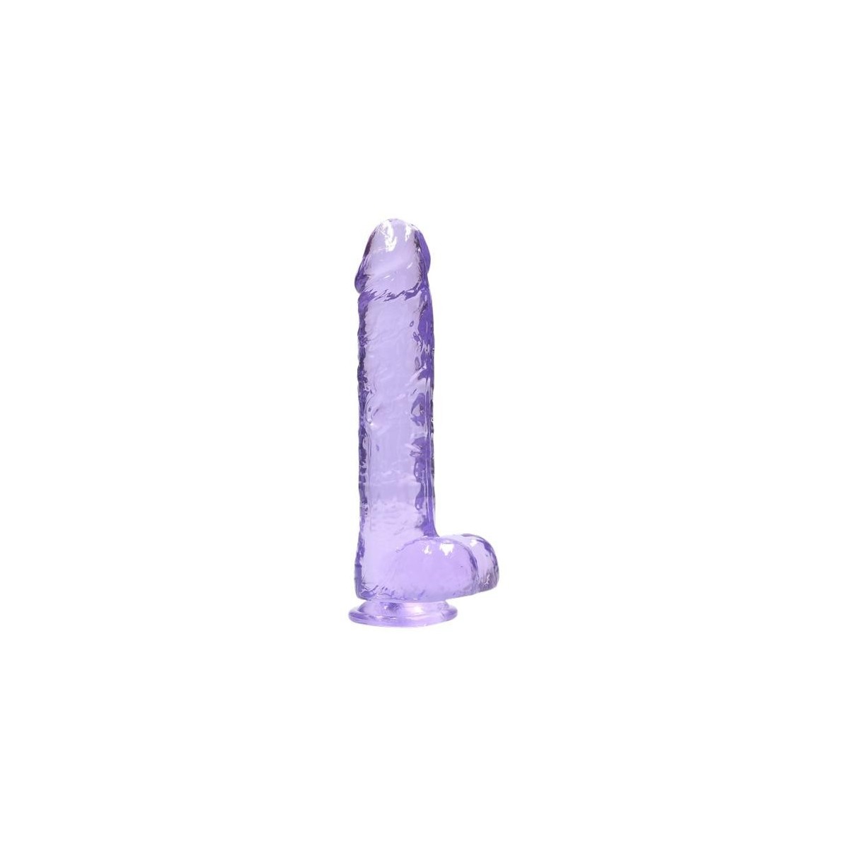 Dildo ventosa e palle viola trasparente 22 cm