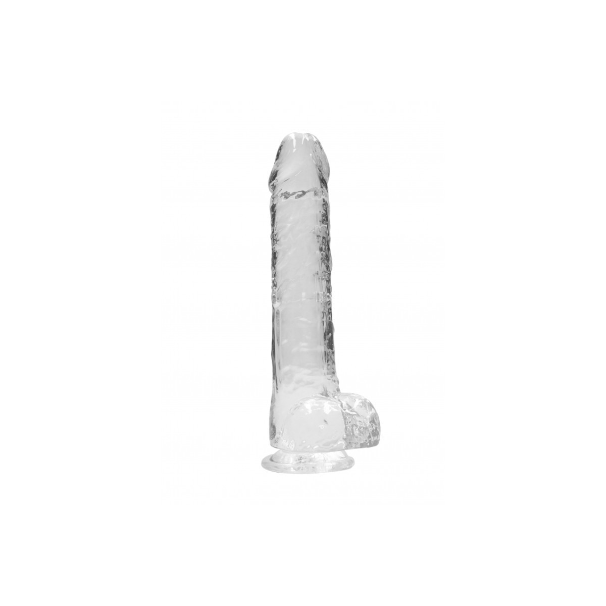 Dildo ventosa e palle trasparente 25 cm