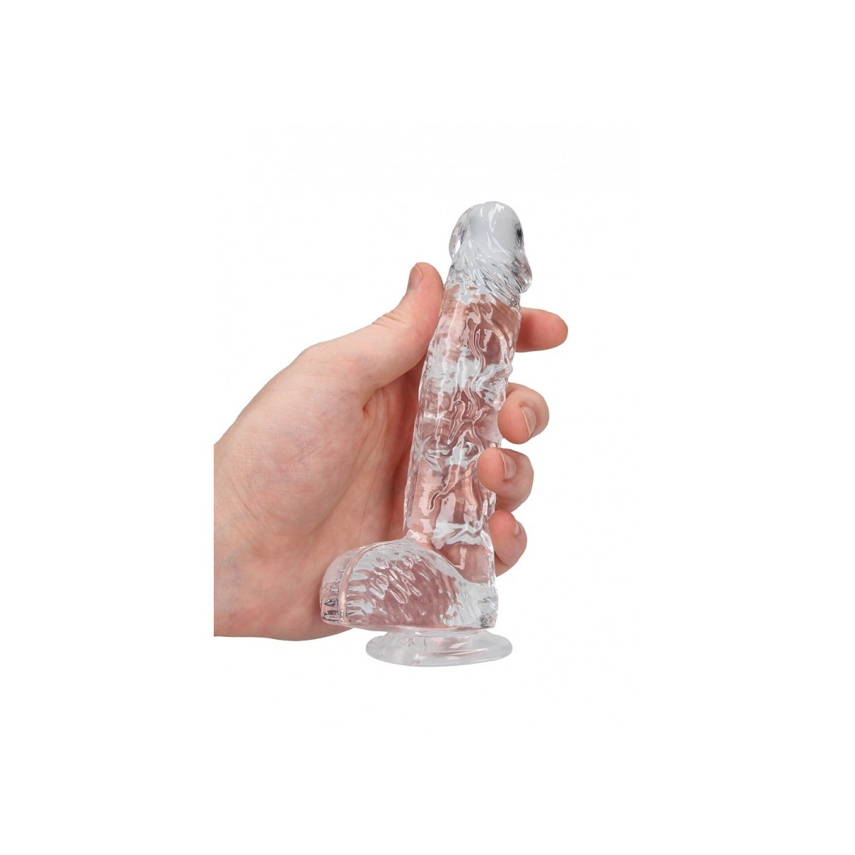 Dildo ventosa e palle trasparente 15 cm