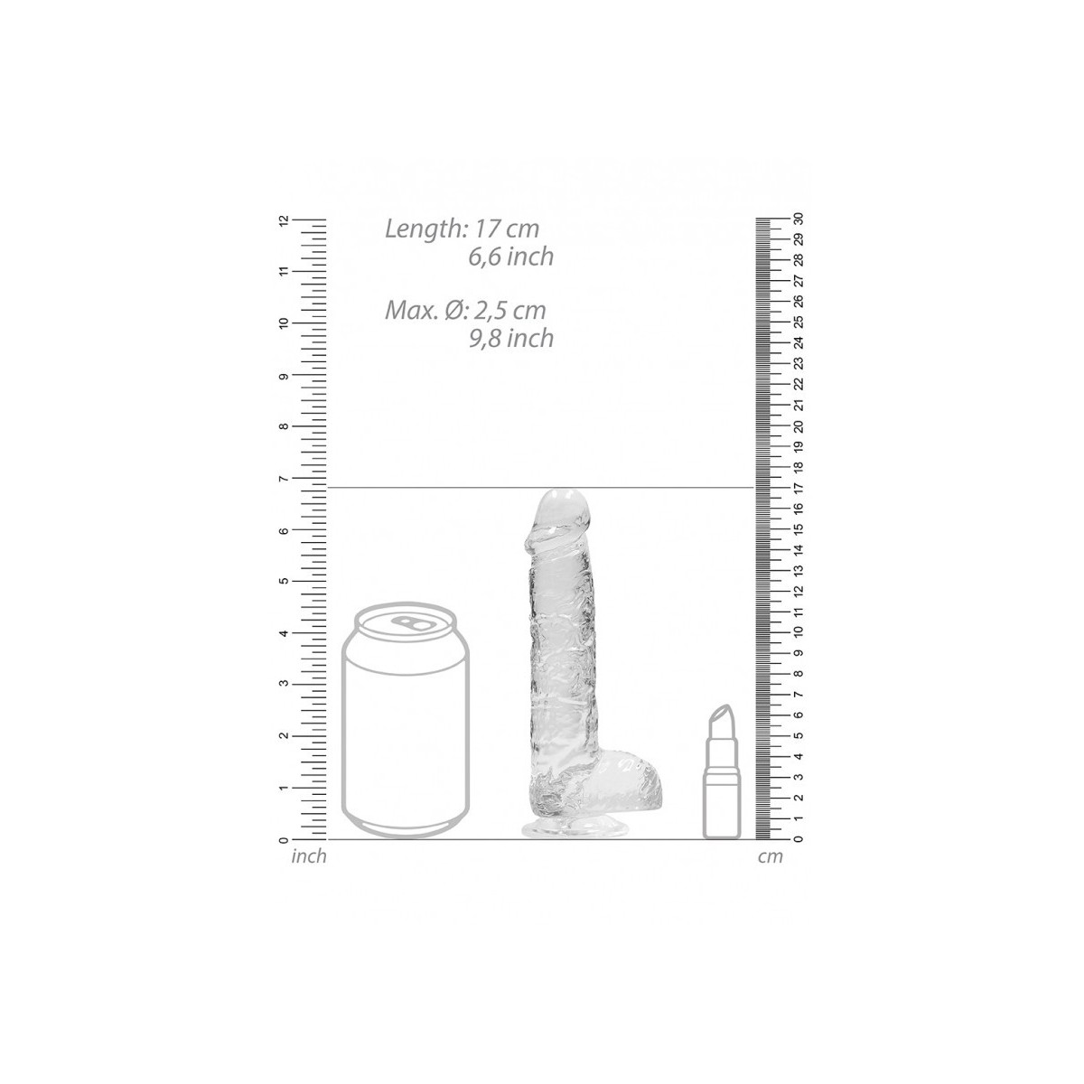 Dildo ventosa e palle trasparente 15 cm