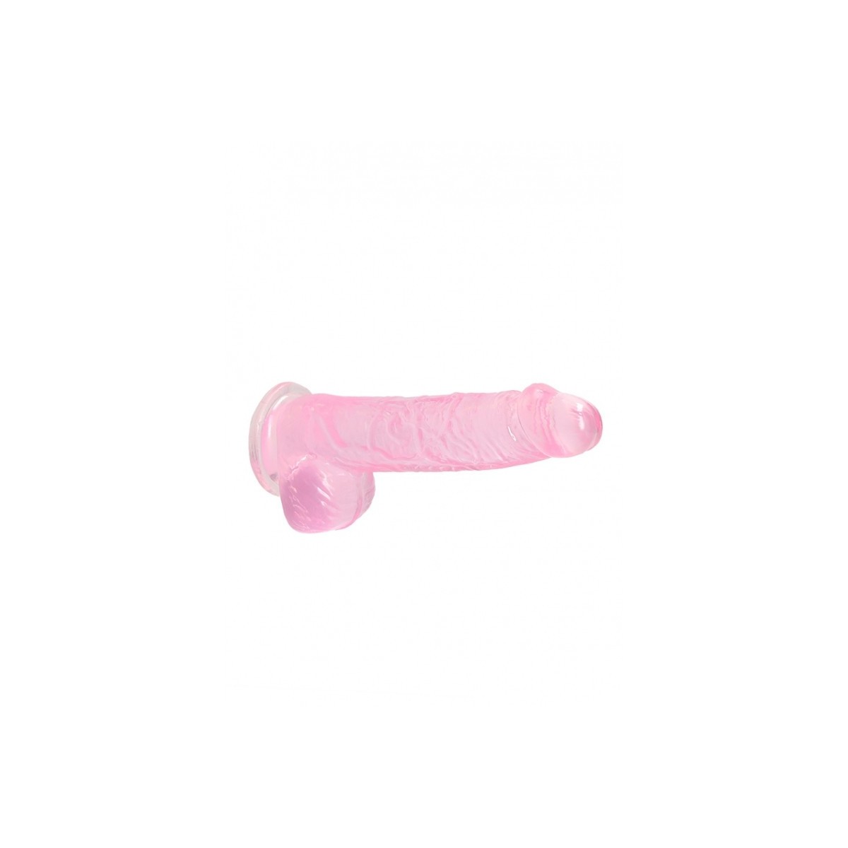 Dildo ventosa e palle rosa trasparente 15 cm