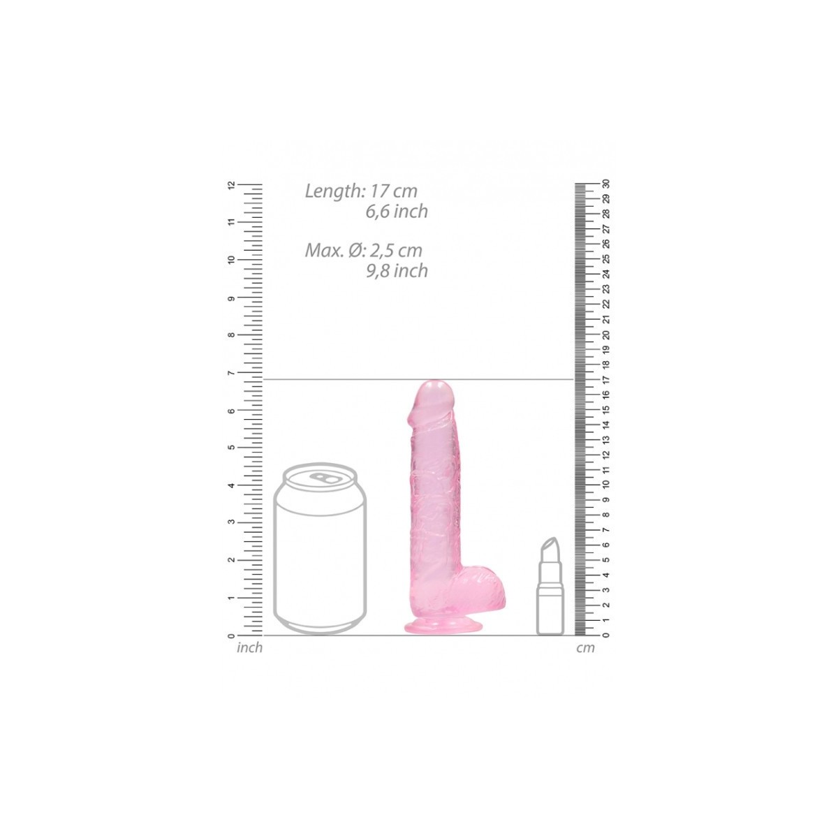 Dildo ventosa e palle rosa trasparente 15 cm