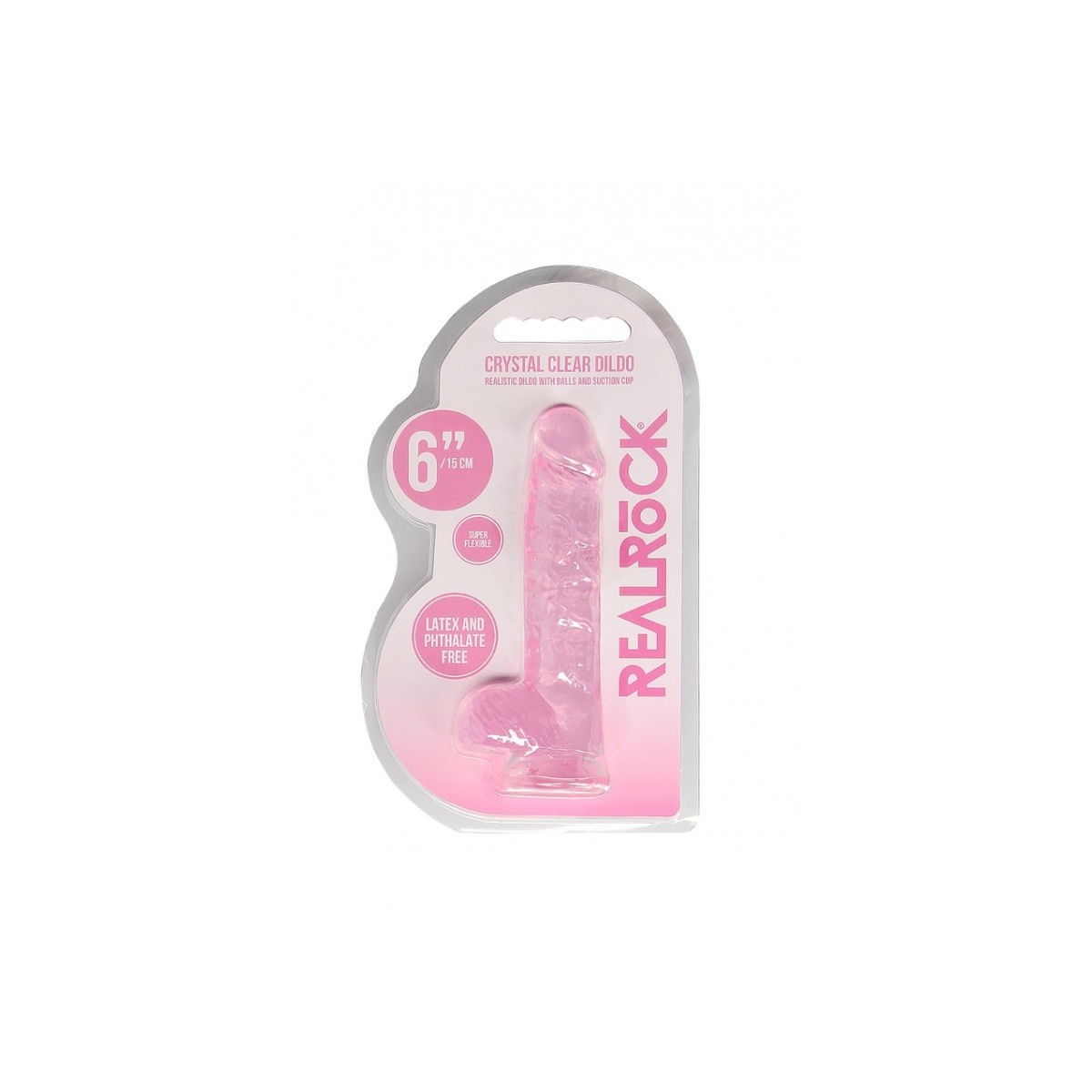 Dildo ventosa e palle rosa trasparente 15 cm