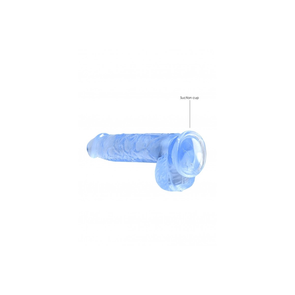 Dildo ventosa e palle blu trasparente 15 cm