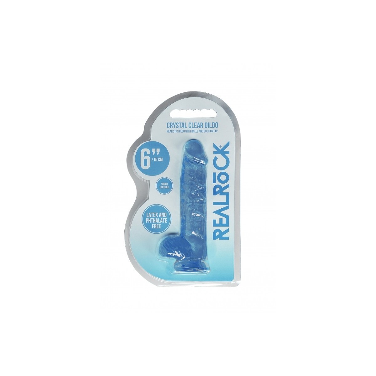 Dildo ventosa e palle blu trasparente 15 cm