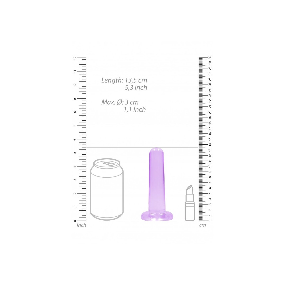 Dildo dritto ventosa viola trasparente 13,5cm