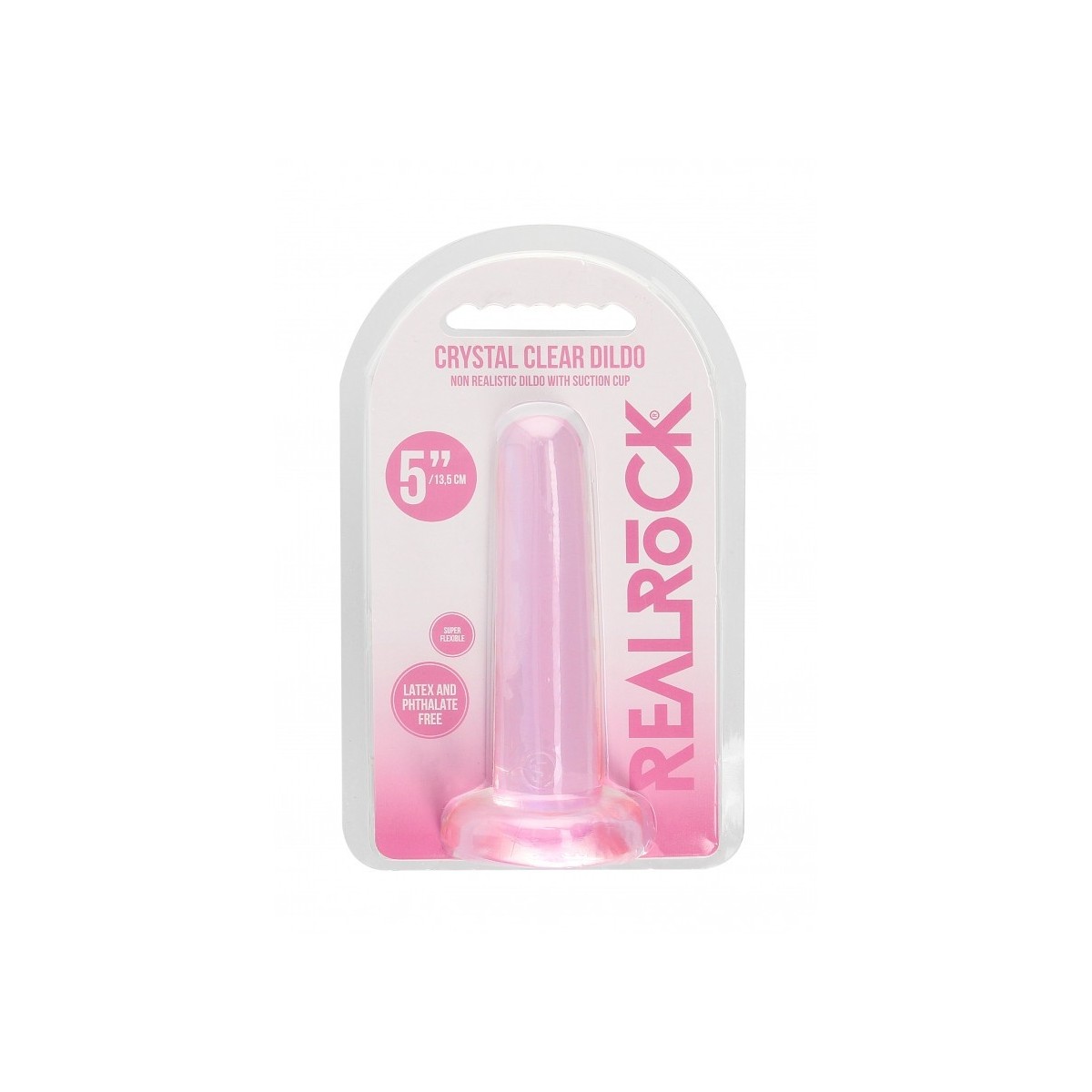 Dildo dritto ventosa rosa trasparente 13,5cm