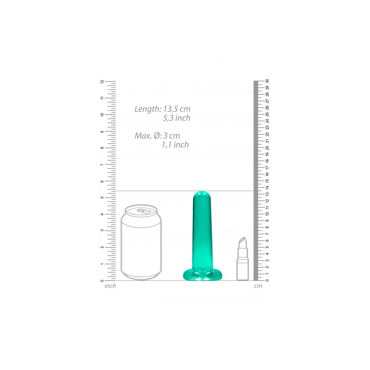 Dildo dritto ventosa verde trasparente 13,5cm