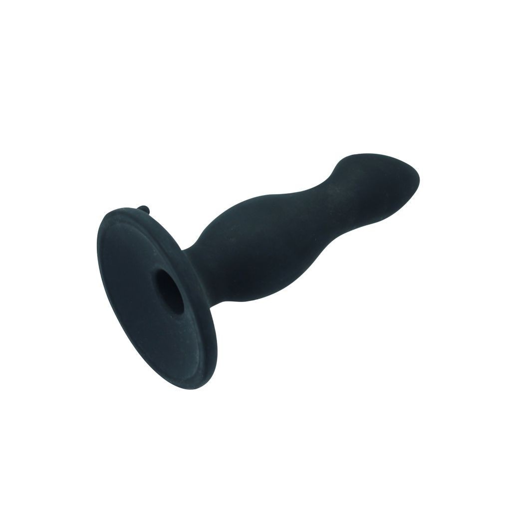 Plug anale con ventosa nero in silicone