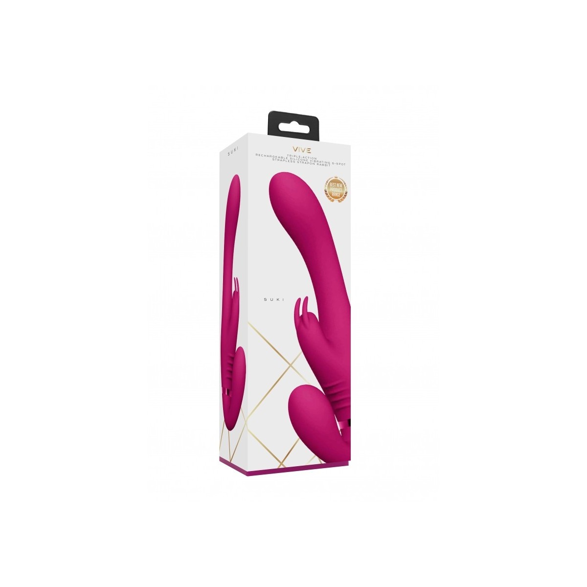 Vibratore rabbit strapon indossabile fucsia