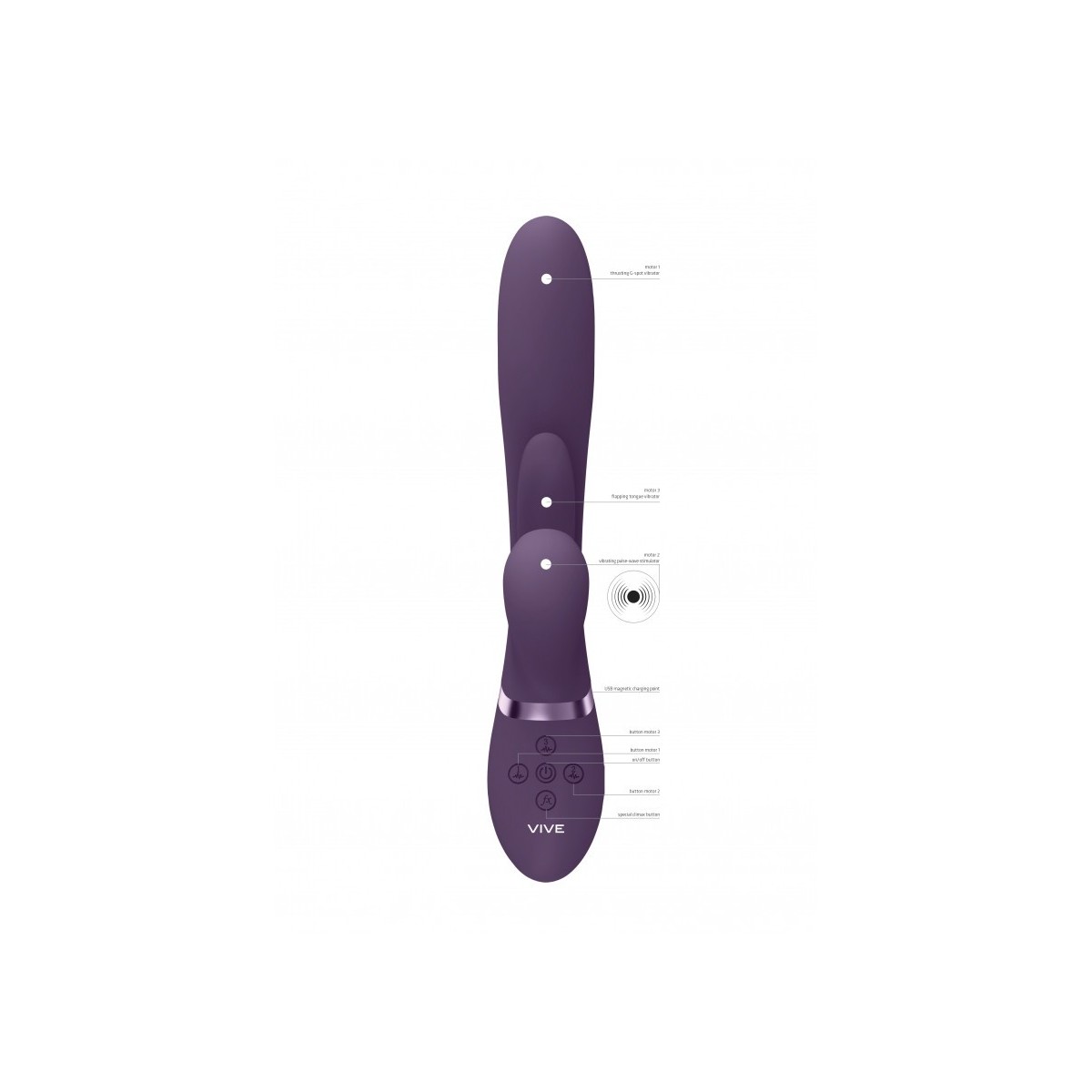 Vibratore rabbit 3 in 1 viola