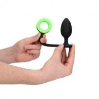 Plug Anale goccia con anello pene verde fluo