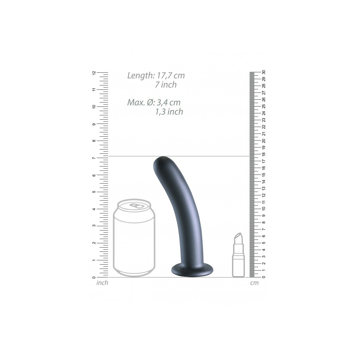 Dildo ventosa liscio punto G 17.5cm Gun Metal